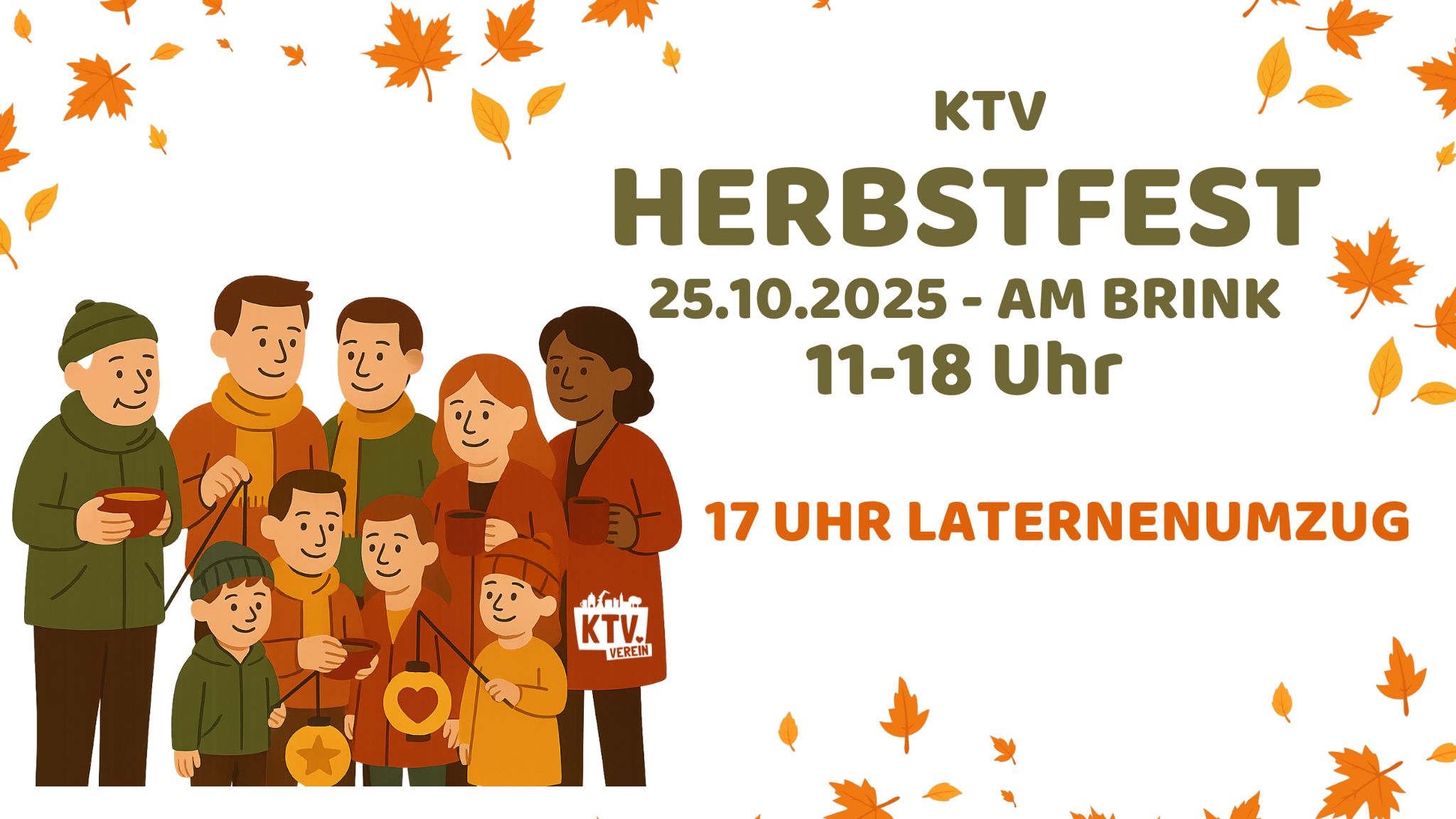 Herbstfest Flyer zeigt Menschen in herbstlicher Kleidung 